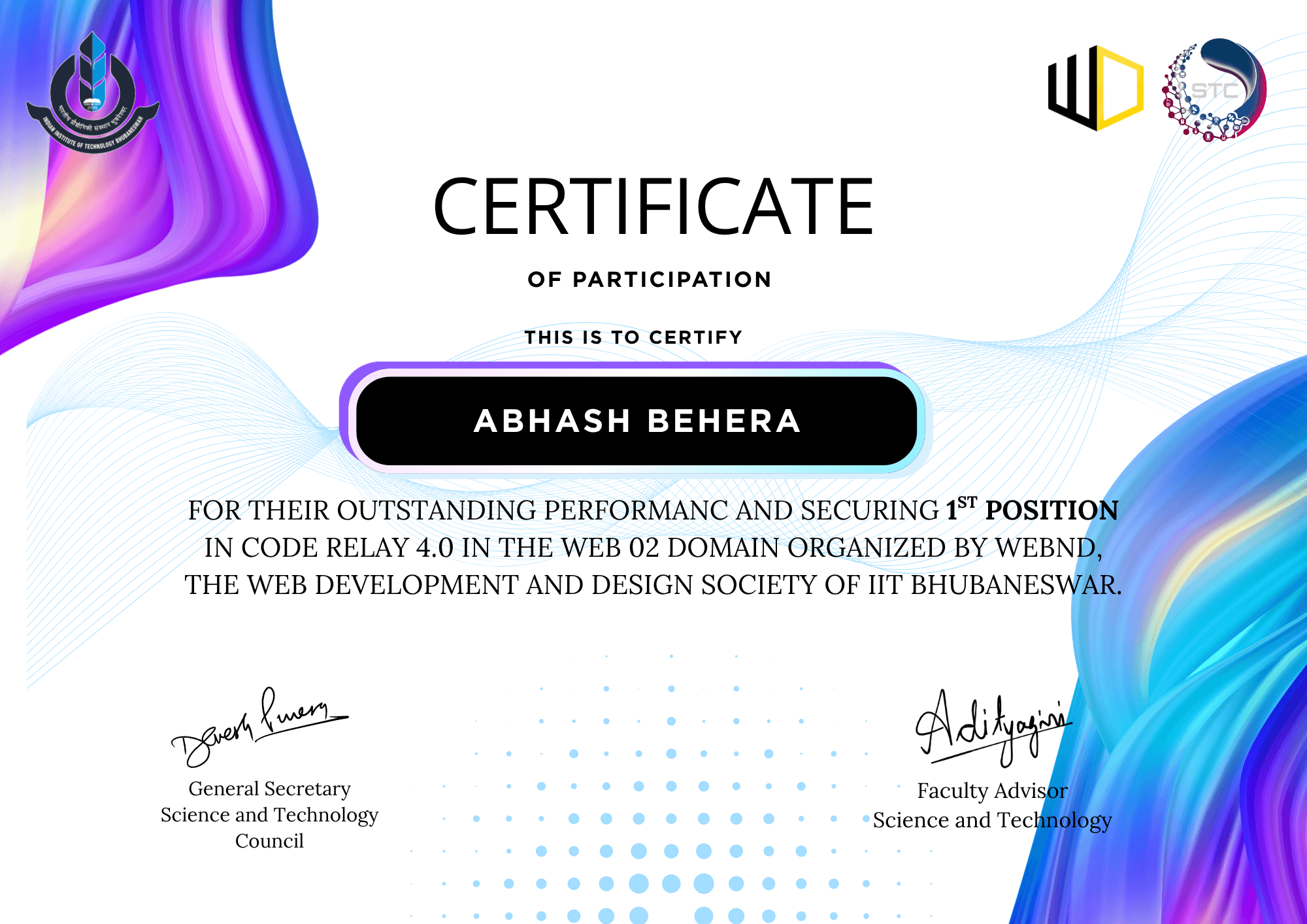 Hackathon Wins Certificate